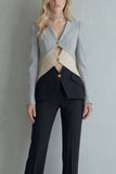 Blauwblauwe Marineblauwe Patchwork Enkelvoudige Tweedelige Slim Fit Balpakken