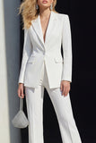 2-delige Peak Revers Enkelvoudige Witte Slim Fit Balpakken