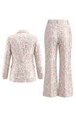 Champagne en roze tweedelige bloemen met piek revers dubbelgeknoopte galapakken