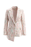 Champagne en roze tweedelige bloemen met piek revers dubbelgeknoopte galapakken