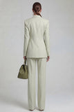 Groene dubbelgeknoopte tweedelige Peak Revers Slim Fit Prom Pakken