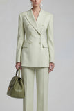 Groene dubbelgeknoopte tweedelige Peak Revers Slim Fit Prom Pakken
