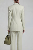 Groene dubbelgeknoopte tweedelige Peak Revers Slim Fit Prom Pakken
