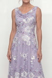Stoffige paarse geborduurde halsband met een lijn Mother of the Bride jurk met pailletten