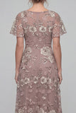 Stoffy Rose pailletten Een lijn V-hals lange Mother of the Bride Jurk