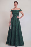 Blush Jacquard Bloemen Off The Shoulder Een lijn Lange Mother of The Bride Jurk