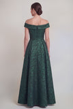 Blush Jacquard Bloemen Off The Shoulder Een lijn Lange Mother of The Bride Jurk
