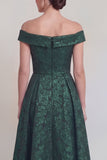 Blush Jacquard Bloemen Off The Shoulder Een lijn Lange Mother of The Bride Jurk