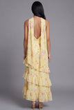 Chiffon Witte Roze Bloem Strapless Schede Lange Rugbeljurk Met Nek Sjaal