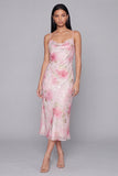 Glinsterende roze bodycon spaghettibandjes met paillettenprint bloemen midi jurk