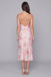 Glinsterende roze bodycon spaghettibandjes met paillettenprint bloemen midi jurk