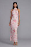 Glinsterende witte roze bloemen Bodycon geprinte bloemenjurk met pailletten