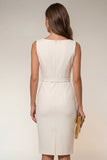 Ivoor Bodycon Bateau Neck Midi Werkjurk met mouwloos