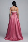 Strapless A-lijn roze lange formele jurk