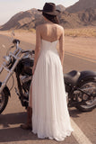 Ivory Maxi strapless A Line Beach trouwjurk met split