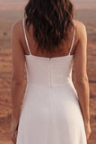 Spaghetti Straps Schede Ivory Maxi Beach Trouwjurk