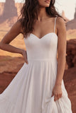 Ivory A Line lange boho trouwjurk met ruches en split