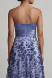 Strapless A-lijn marineblauw bloemenjurk Mother Of the Bride jurk