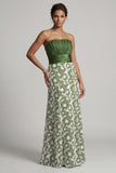 Strapless A-lijn groene bloemenjurk Mother Of Bride