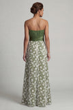 Strapless A-lijn groene bloemenjurk Mother Of Bride