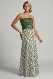 Strapless A-lijn groene bloemenjurk Mother Of Bride