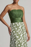 Strapless A-lijn groene bloemenjurk Mother Of Bride