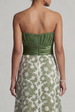 Strapless A-lijn groene bloemenjurk Mother Of Bride