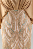 Sequin Champagne Zeemeermin Moeder van de Bruid Jurk met mutsmouwen