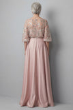 Blush 3/4 mouwen geappliqueerd A-lijn Mother of the Bride jurk