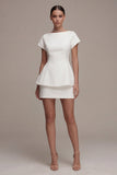 Bodycon Bateau halsmuts mouwen Kleine witte jurk