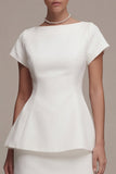 Bodycon Bateau halsmuts mouwen Kleine witte jurk