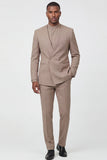 Beige dubbelgeknoopte tweedelige herenpakken formele pakken