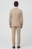 2-delige Khaki enkelrijzige herenpakken met piekrevers