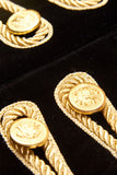 Zwart hoogstaand kraag Enkelrijzig gouden koord gevlochten militaire jas