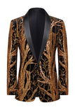 Gouden Sjaal Revers Met Een Knop, Pailletten, Herenblazer