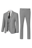 Donkergrijze enkelvoudige driedelige herentrouwpakken met inkeping