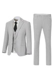 Donkergrijze enkelvoudige driedelige herentrouwpakken met inkeping