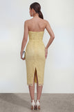 Gele Sweetheart gerimpelde bodycon midi-jurk met split