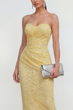 Gele Sweetheart gerimpelde bodycon midi-jurk met split