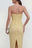 Gele Sweetheart gerimpelde bodycon midi-jurk met split