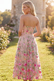 Tule A-Line blush strapless geborduurde bloemenjurk midi jurk