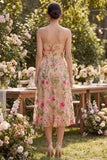 Tule A-Line blush strapless geborduurde bloemenjurk midi jurk