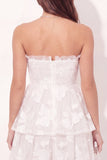 Off-the-shoulder witte A-lijn bloemen gerimpelde mini afstudeerjurk