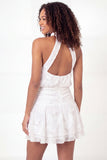 Halter hals A-lijn witte bloemen Mini Diploma-jurk