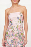 Tule strapless Floral Bodycon geborduurde roze Mini Homecoming jurk