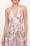Tule A-lijn halter halshals bloemen geborduurde roze mini afstudeerjurk
