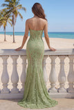 Kant Salie Groene Zeemeermin Sweetheart Corset Lange Galajurk