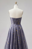 Celestial Midnight Betoverende Starry A-Line Sweetheart Lange Galajurk met strik