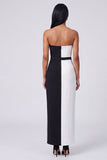 Off-the-shoulder zwart-wit bodycon maxijurk