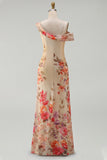 Zwarte tule asymmetrische sheath print Maxi bloemenjurk
